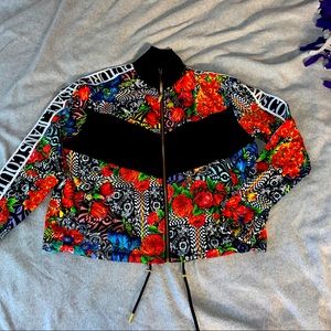 Versace Flower Print & Logo Tape Jacket sz Small